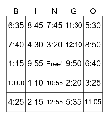 Spanish Telling Time Bingo Card