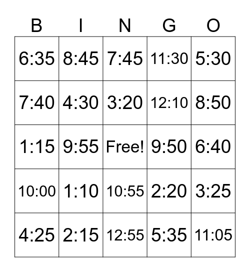 Spanish Telling Time Bingo Card