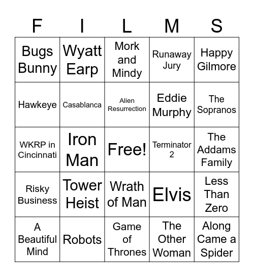 Movies 08172024 Bingo Card Movies 08172024 bingo card