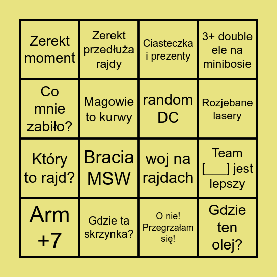 Słomkowe Army v2 Bingo Card