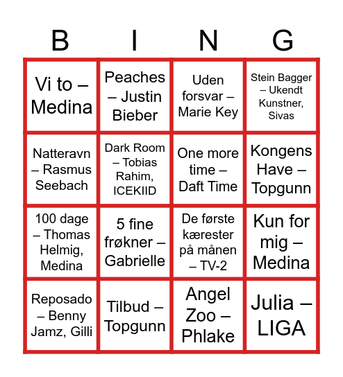 MUSIKBINGO 2.SYD Bingo Card