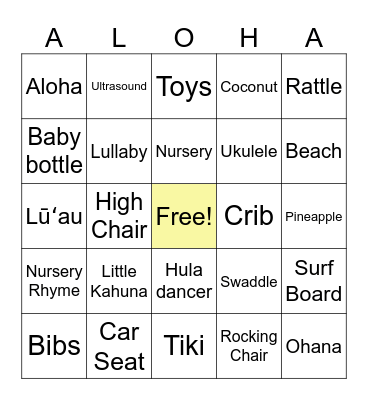 Aloha Baby Bingo Card