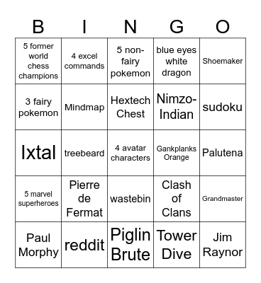 Bingoo Bingo Card