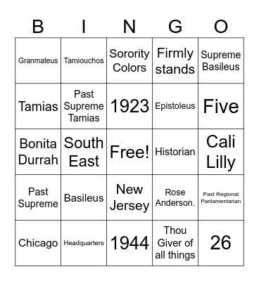 Alpha Theta Bingo Card