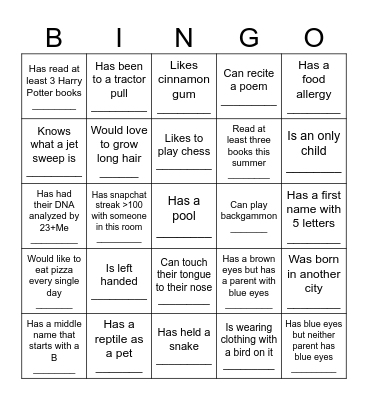 Icebreaker Bingo - Find Someone Who .... Bingo Card