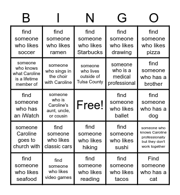 Get to Know You BINGO! Bingo Card