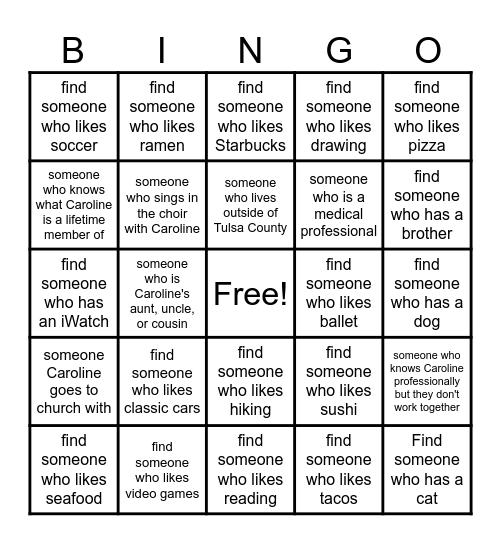 Get to Know You BINGO! Bingo Card