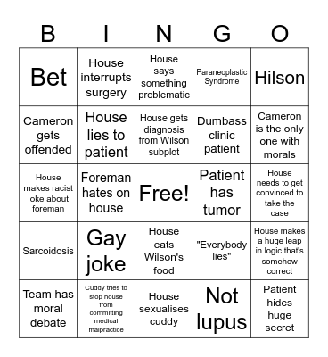 House MD Bingo Card