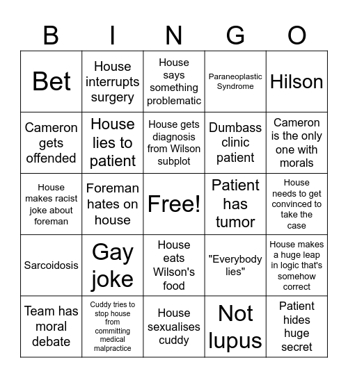 House MD Bingo Card