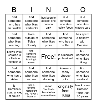 Get to Know You BINGO! Bingo Card