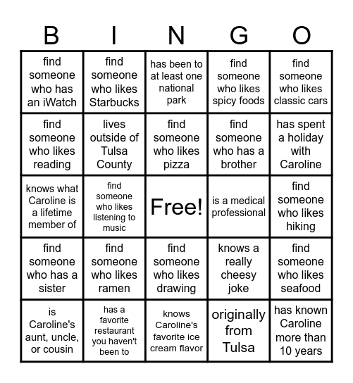 Get to Know You BINGO! Bingo Card