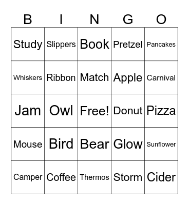 September Warm Ups Bingo Card