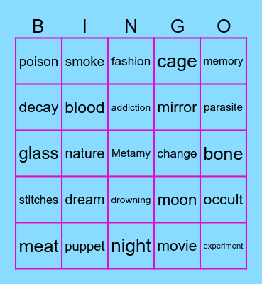 Fic Thing Bingo Card