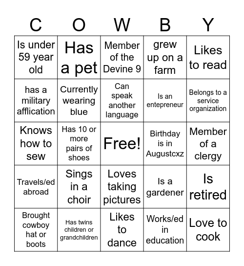 REUNION BINGO Card