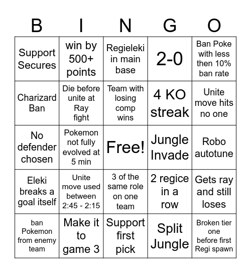 World's Unite Bingo Card