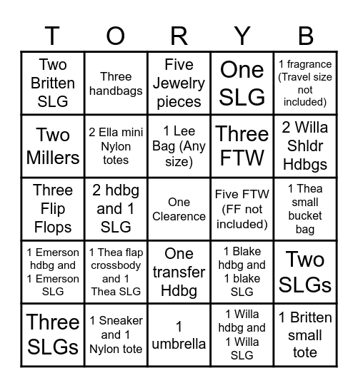 TORY BINGO Card