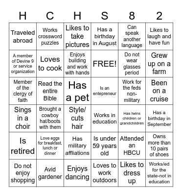 REUNION BINGO Card