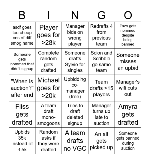 DCL 2 BINGO Card