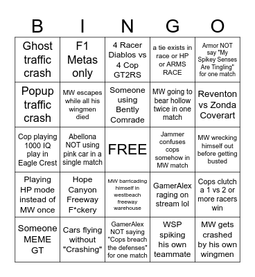 HPR Bingo Stream Bingo Card