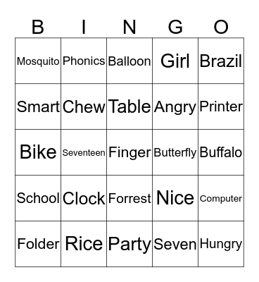 K3 Bingo Card