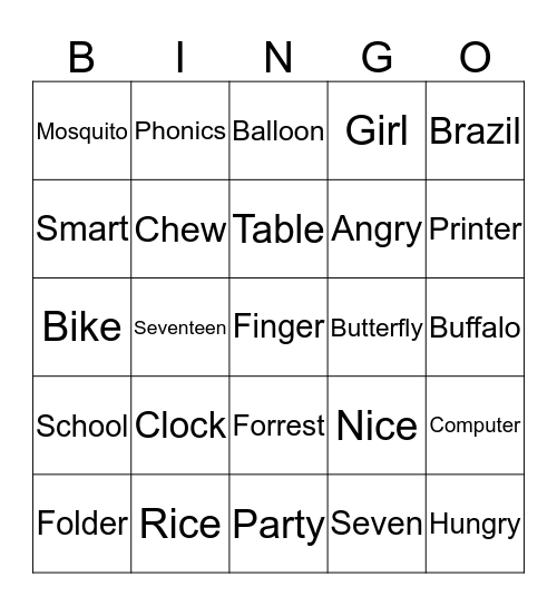 K3 Bingo Card