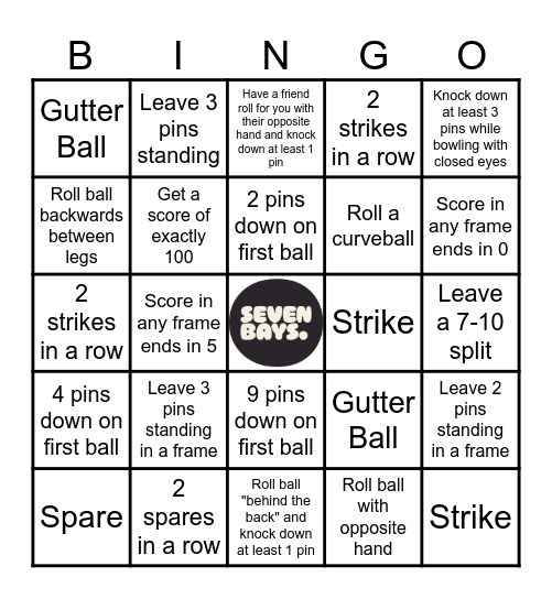 Seven Bays Bowldering Bingo Card