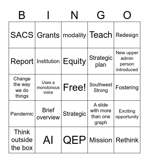 Convocation 2024 Bingo Card