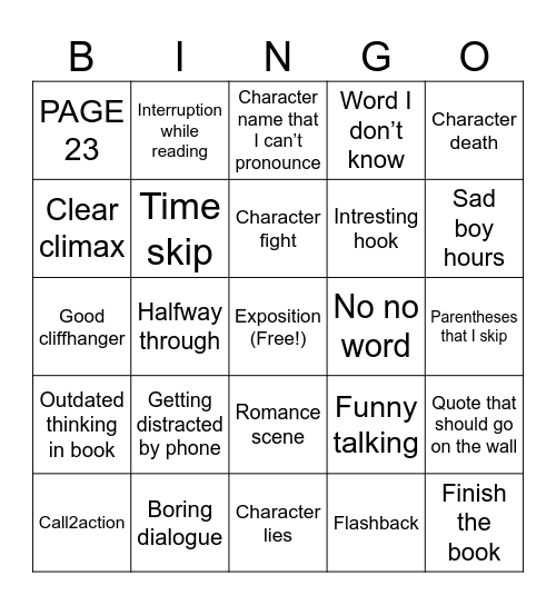 Book bingo Card