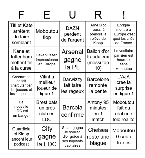 Aller le foot Bingo Card