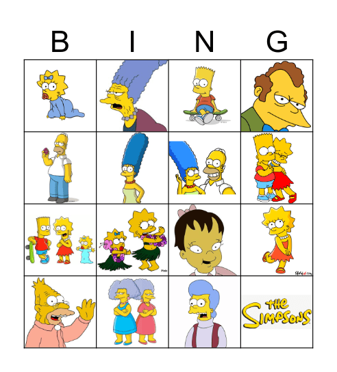 The Simpsons Bingo Card