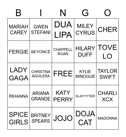 POP DIVAS! Bingo Card
