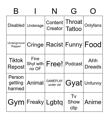 Instagram Reels Bingo Card