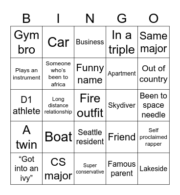 Meet New People Bingo Card