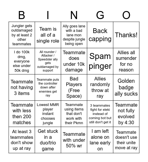 Solo Que Bingo Card