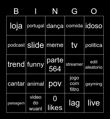 TIKTOK BINGP Bingo Card