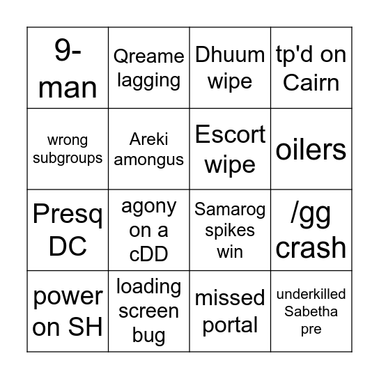 Partition [pT] Monday clears Bingo Card