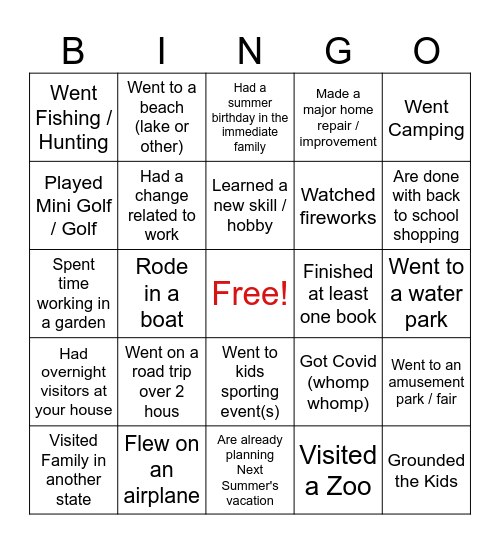 Rapid Small Group Summer Catch Up! Bingo Card