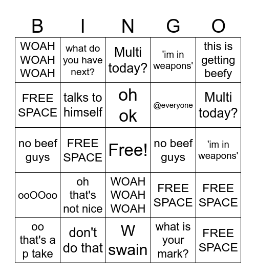 BEEF BINGO Card