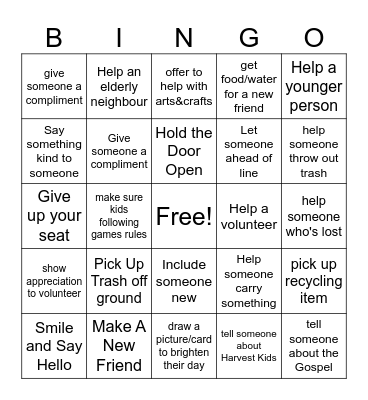 Good Neighbour 2024 Bingo Card