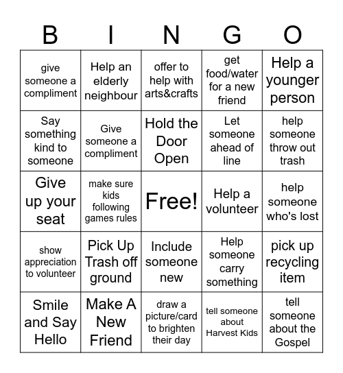 Good Neighbour 2024 Bingo Card