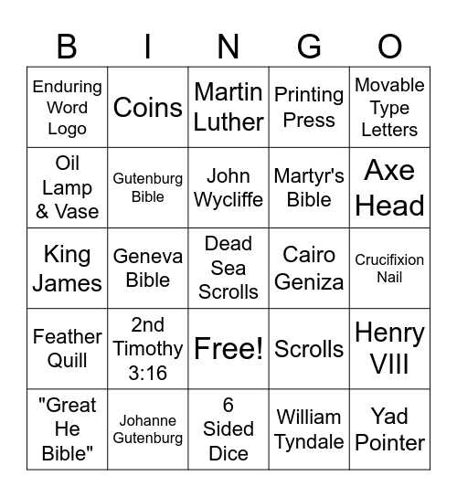 Enduring Word Bingo Card