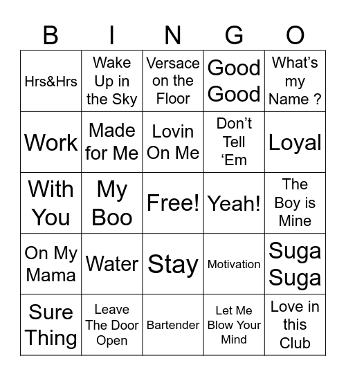 “”””Front Row”””” Bingo Card