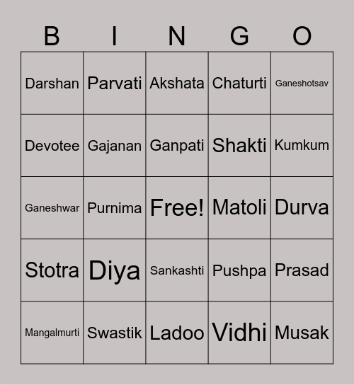 Sanskruti Darshan B&C Bingo Card