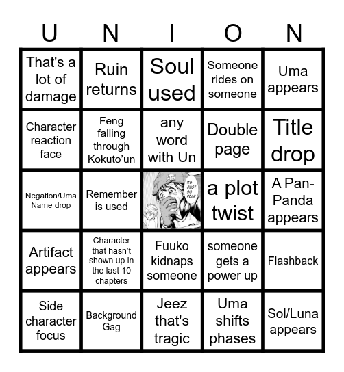 Undead Unluck Chapter Bingo Card