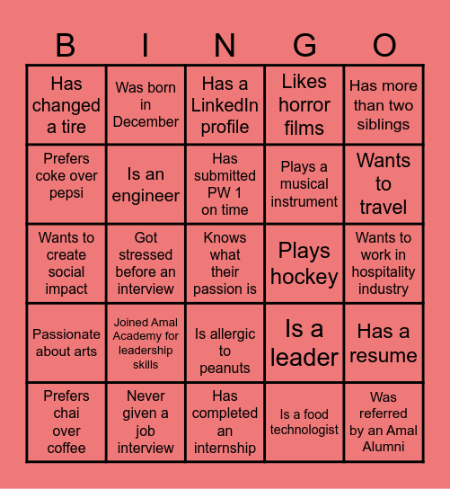 AMAL BINGO Batch 329 Bingo Card