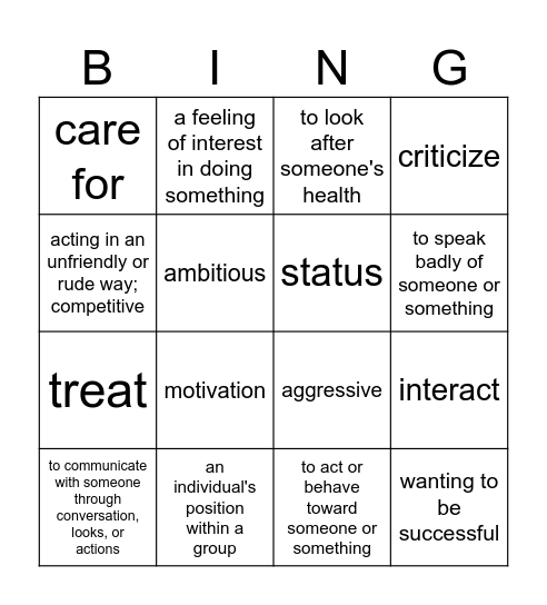 P3_U1_Vocabulary 1 Bingo Card