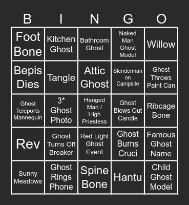 Bepis' Phasmo Bingo Card