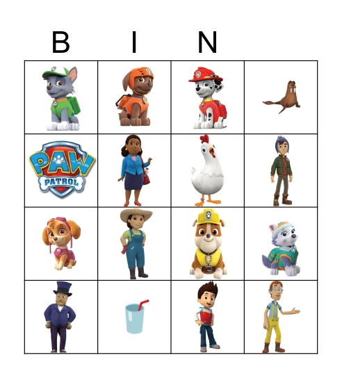 Paw Patrol Bingo Card