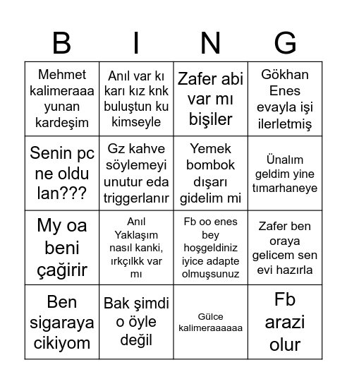 Ozdisan Bingo Card