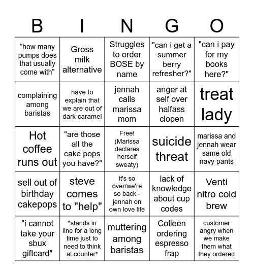 barnes and noble cafe bingo Card